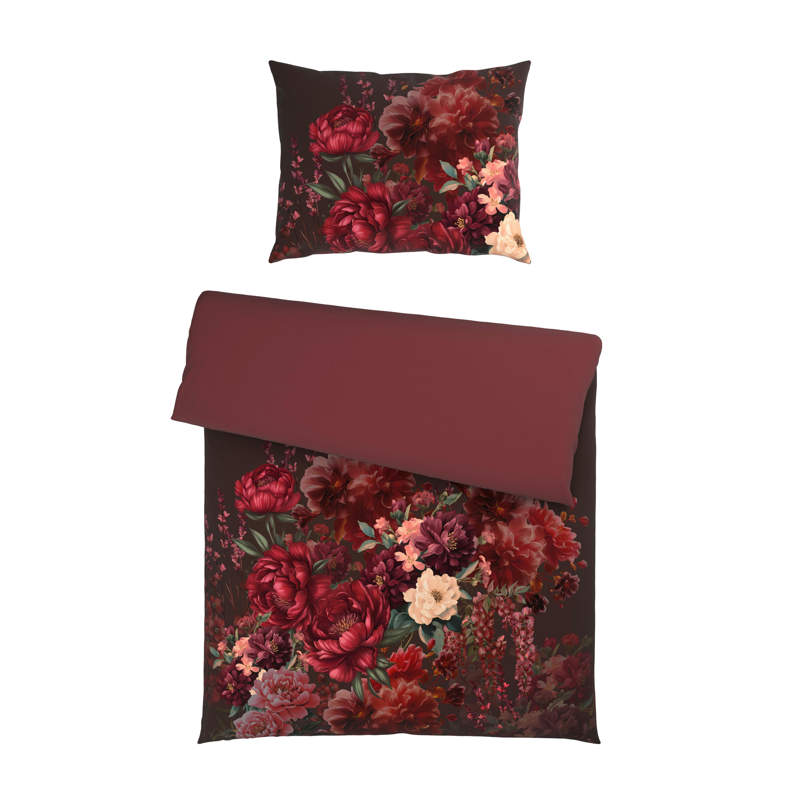 WENDEBETTWÄSCHE 2-teilig Satin 140/200 cm  - Rot, KONVENTIONELL, Textil (140/200cm) - Esposa