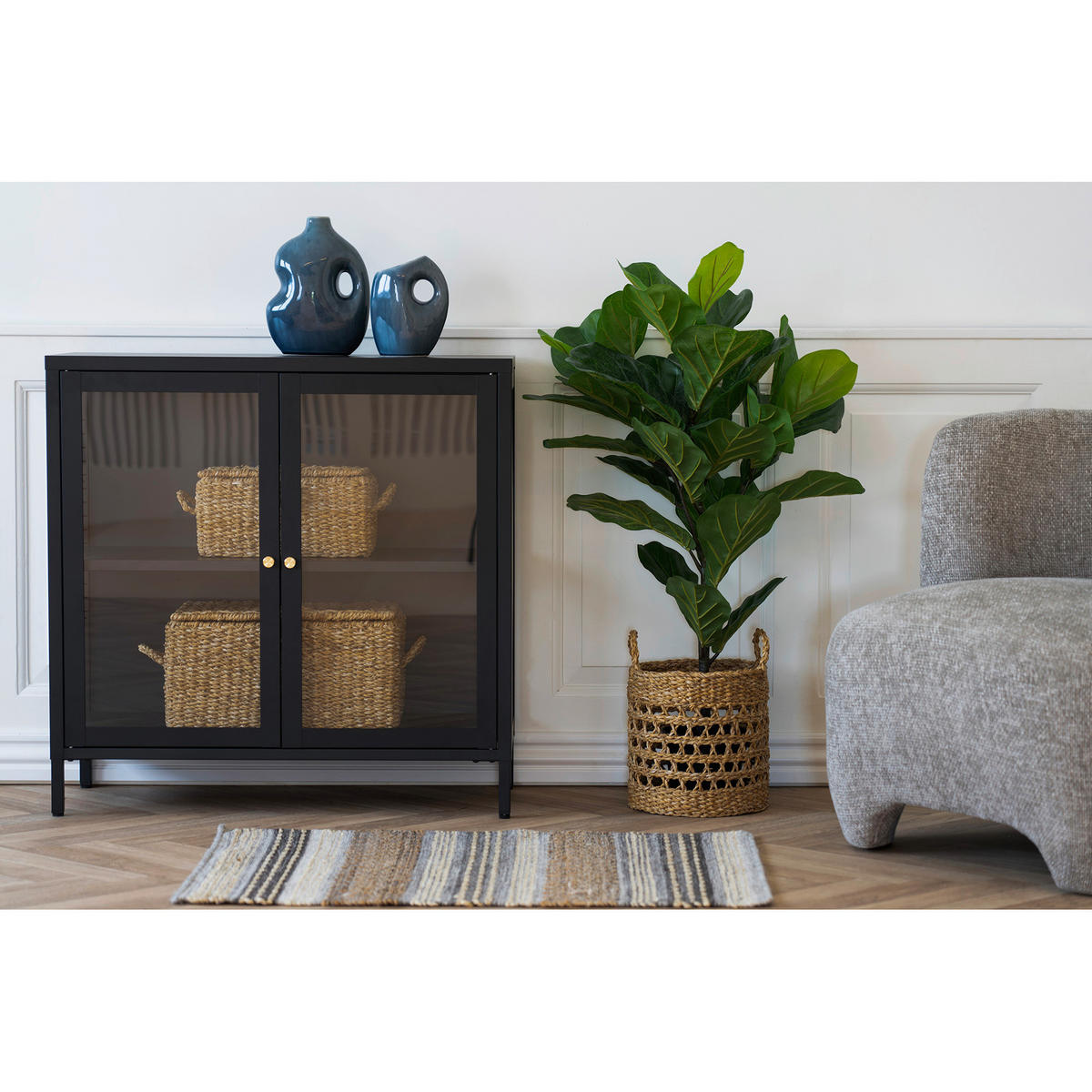 GARDEROBENSCHRANK DALBY  in 80/80/35 cm  - Messingfarben/Schwarz, Design, Glas/Metall (80/80/35cm) - MID.YOU