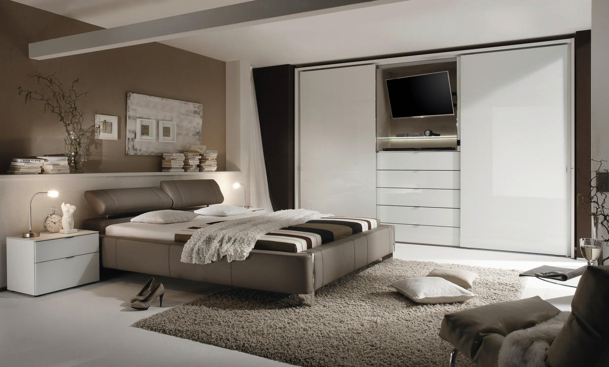 SCHWEBETÜRENSCHRANK in Weiss  - Chromfarben/Weiss, Design, Glas/Holzwerkstoff (280/222/68cm) - Moderano