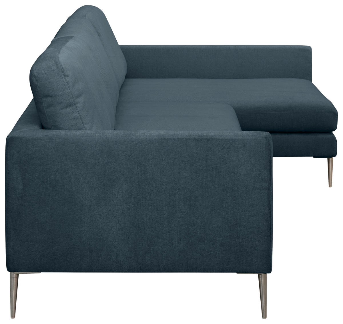 ECKSOFA Dunkelgrau Chenille  - Dunkelgrau/Silberfarben, KONVENTIONELL, Textil/Metall (284/143cm) - Carryhome