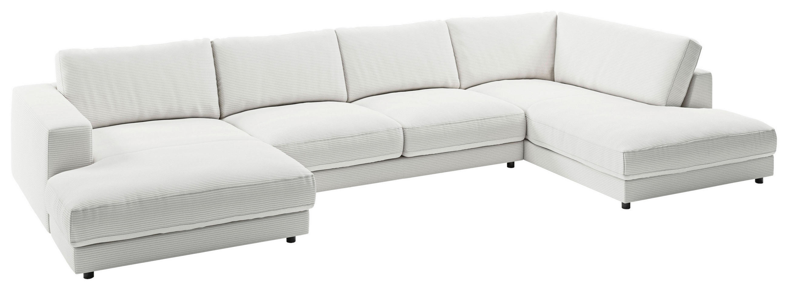 WOHNLANDSCHAFT Weiß Cord  - Schwarz/Weiß, Design, Kunststoff/Textil (190/425/224cm) - Pure Home Lifestyle