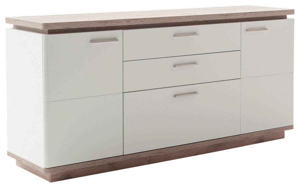 SIDEBOARD 170/81/44 cm  in Weiss, Eichefarben  - Weiss/Eichefarben, Design, Holzwerkstoff/Metall (170/81/44cm) - Livetastic