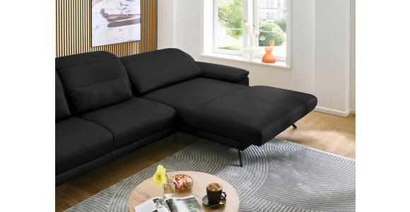 ECKSOFA in Echtleder Schwarz  - Schwarz, Design, Leder/Metall (332/193cm) - Dieter Knoll