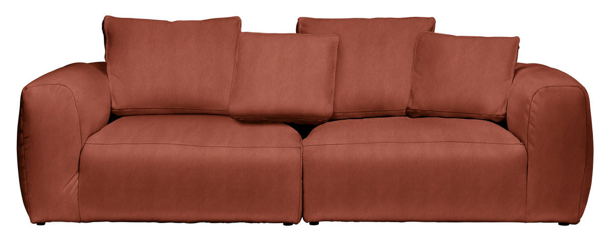 BIGSOFA in Samt Rostfarben  - Rostfarben/Schwarz, Modern, Kunststoff/Textil (260/70/122cm) - Carryhome