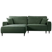 ECKSOFA in Flachgewebe Grün  - Schwarz/Grün, Design, Holz/Textil (183/263cm) - MID.YOU