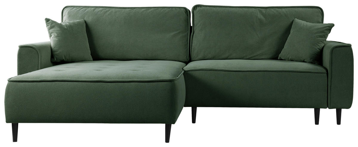 ECKSOFA in Flachgewebe Grün  - Schwarz/Grün, Design, Holz/Textil (183/263cm) - MID.YOU
