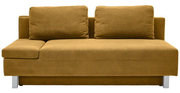 SCHLAFSOFA Melody in Flachgewebe Senfgelb  - Chromfarben/Senfgelb, Design, Holz/Textil (205/77-93/99cm) - Novel