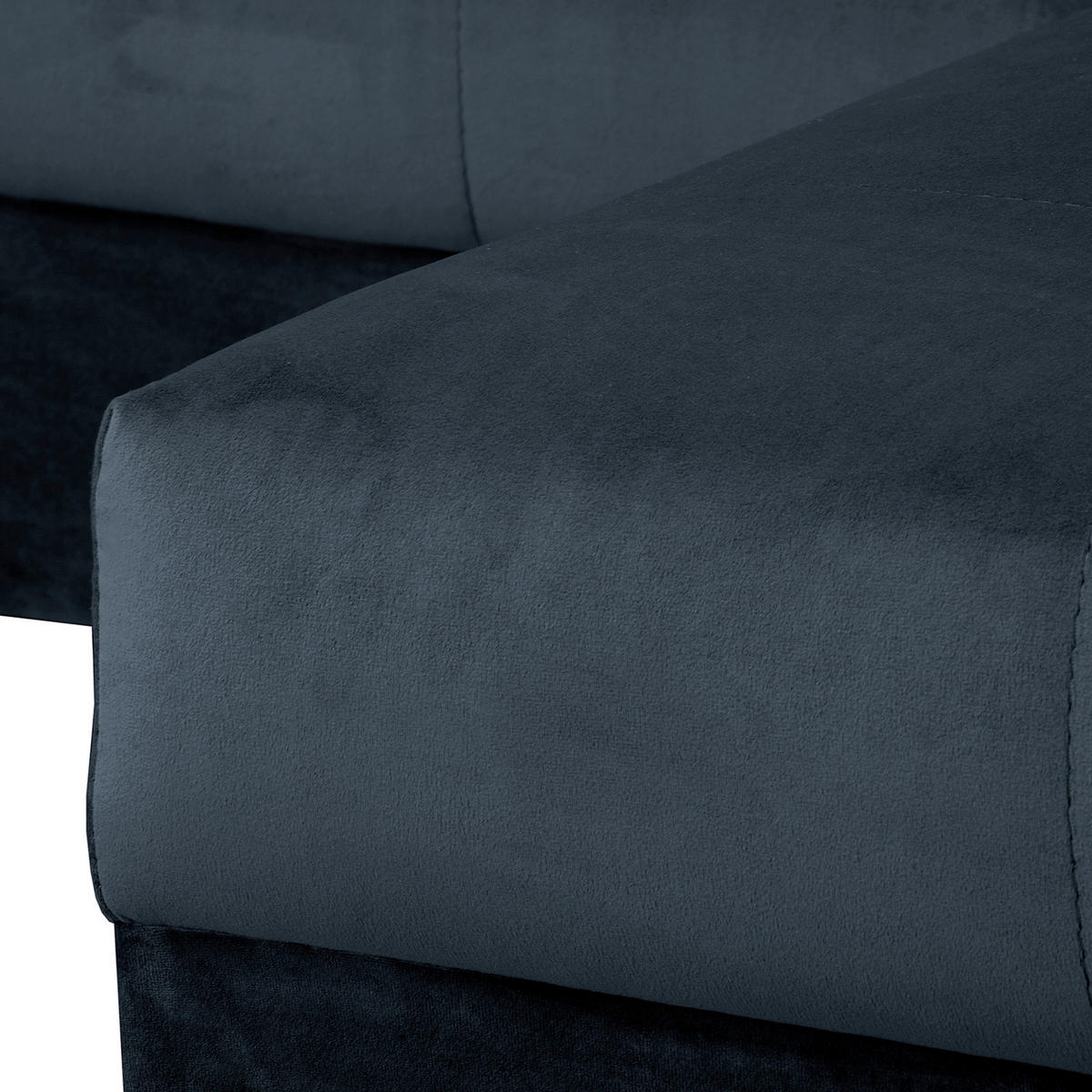 ECKSOFA inkl. Hocker Ariella in Samt Dunkelblau  231/161 cm  - Naturfarben/Dunkelblau, Design, Holz/Textil (231/161cm) - Livetastic