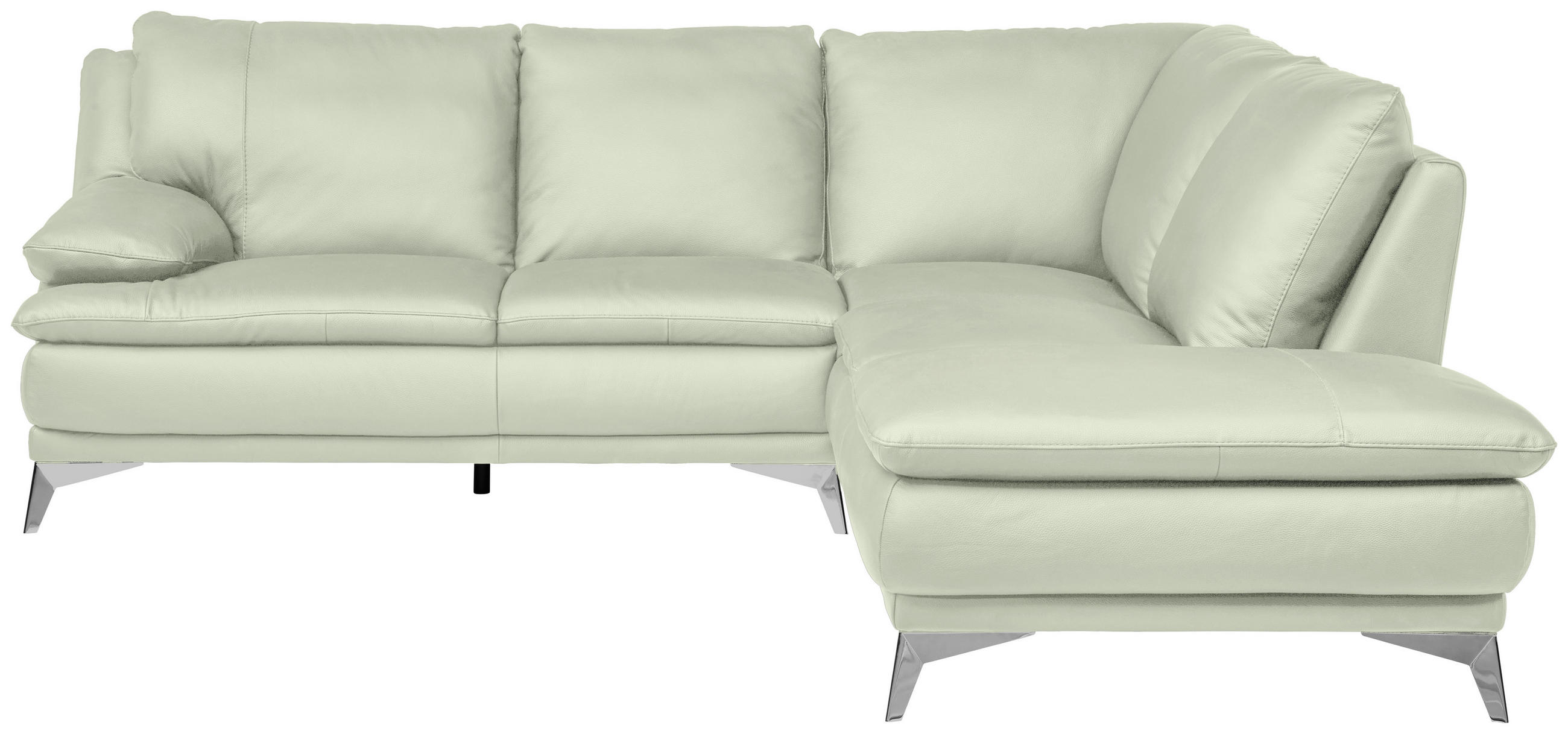 ECKSOFA Weiß Echtleder  - Chromfarben/Weiß, Design, Leder/Metall (242/224cm) - Novel