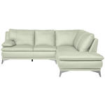 ECKSOFA Weiß Echtleder  - Chromfarben/Weiß, Design, Leder/Metall (242/224cm) - Novel