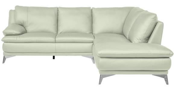 ECKSOFA Weiß Echtleder  - Chromfarben/Weiß, Design, Leder/Metall (242/224cm) - Novel