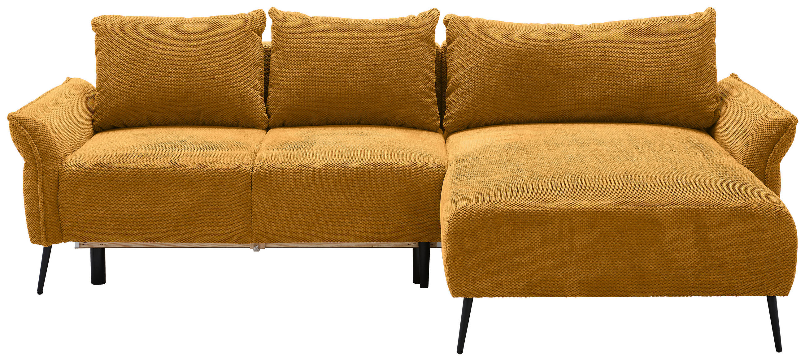 ECKSOFA Currygelb Chenille  - Currygelb/Schwarz, KONVENTIONELL, Textil/Metall (255/164cm) - Carryhome