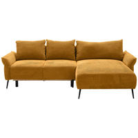 HÖRNSOFFA i chenille currygul  - currygul/svart, Klassisk, metall/textil (255/164cm) - MID.YOU