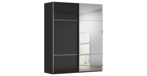 SCHWEBETÜRENSCHRANK 181/223/68 cm 2-türig Schwarz - Chromfarben/Schwarz, KONVENTIONELL, Glas/Holzwerkstoff (181/223/68cm) - Novel