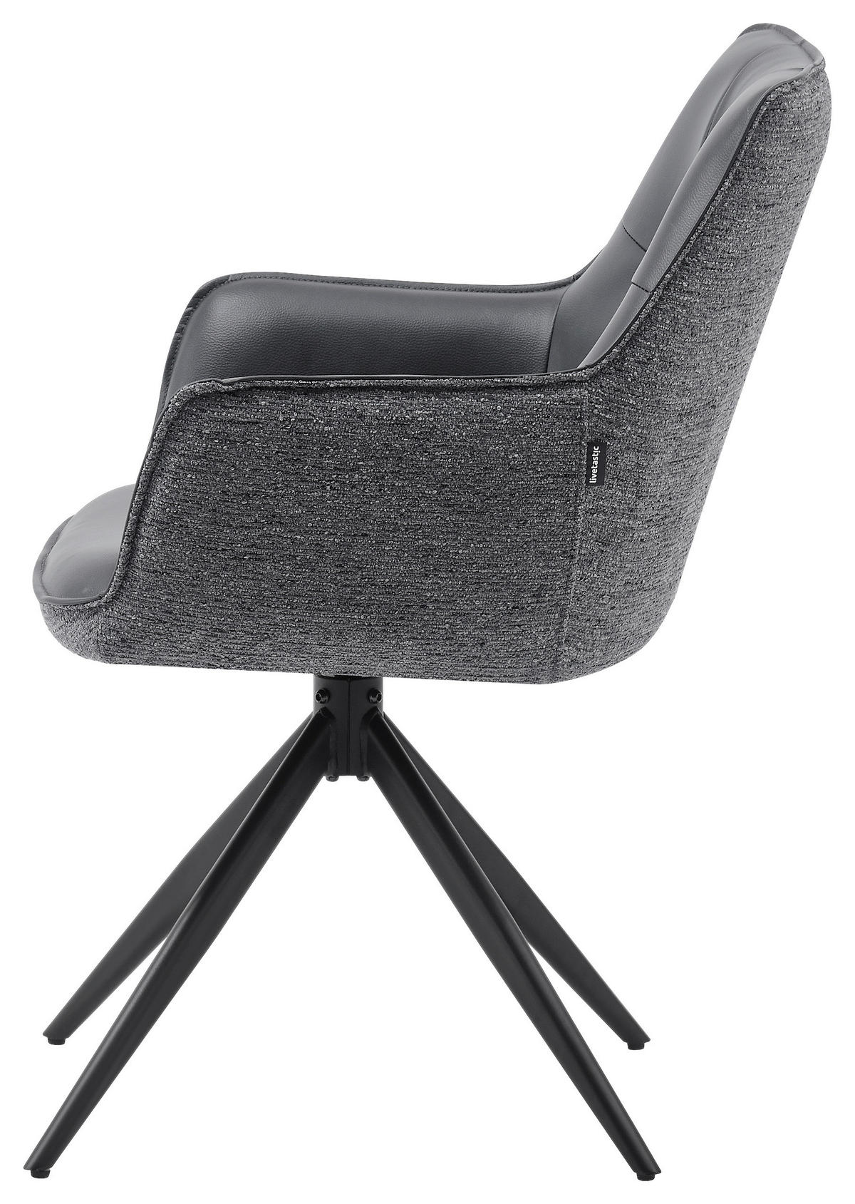 STOLICA S NASLONOM ZA RUKE  siva, crna  drvo, metal, tekstil      - siva/crna, Moderno, drvo/metal (58/87/61,5cm) - Livetastic