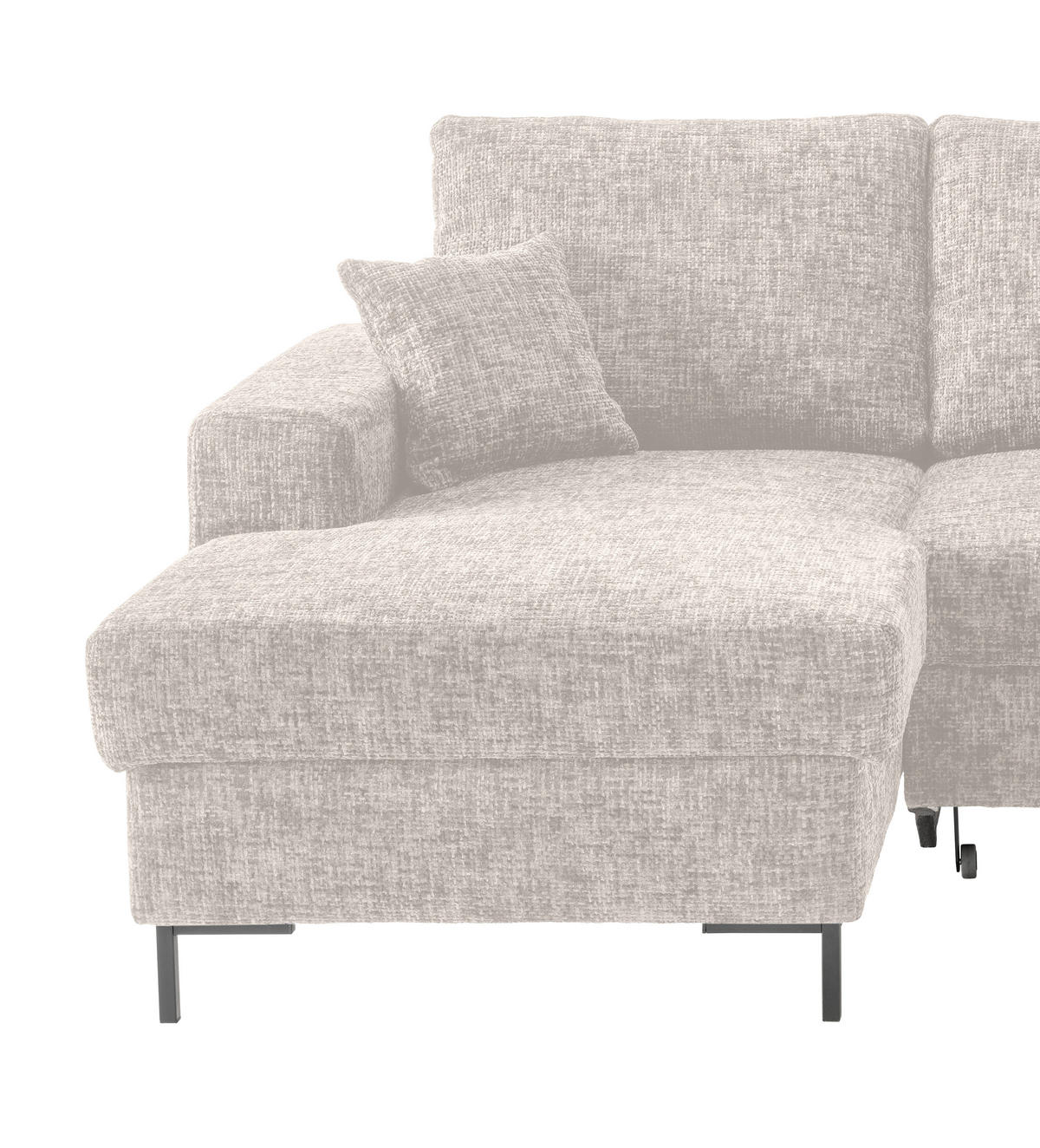 ECKSCHLAFSOFA in Struktur Creme  - Creme/Schwarz, KONVENTIONELL, Textil/Metall (143/237cm) - Livetastic