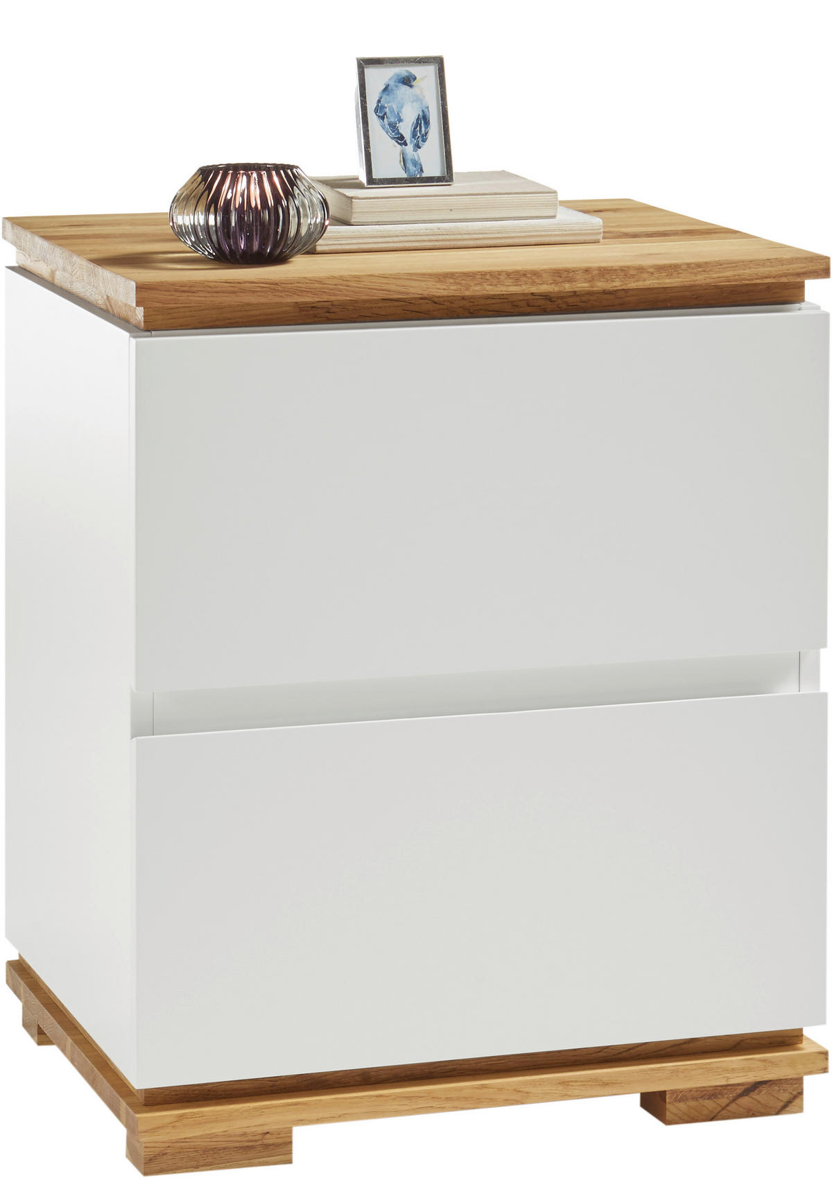 NACHTSCHRANK 48/59/40 cm Eiche massiv  - Eichefarben/Weiß, Basics, Holz/Holzwerkstoff (48/59/40cm)