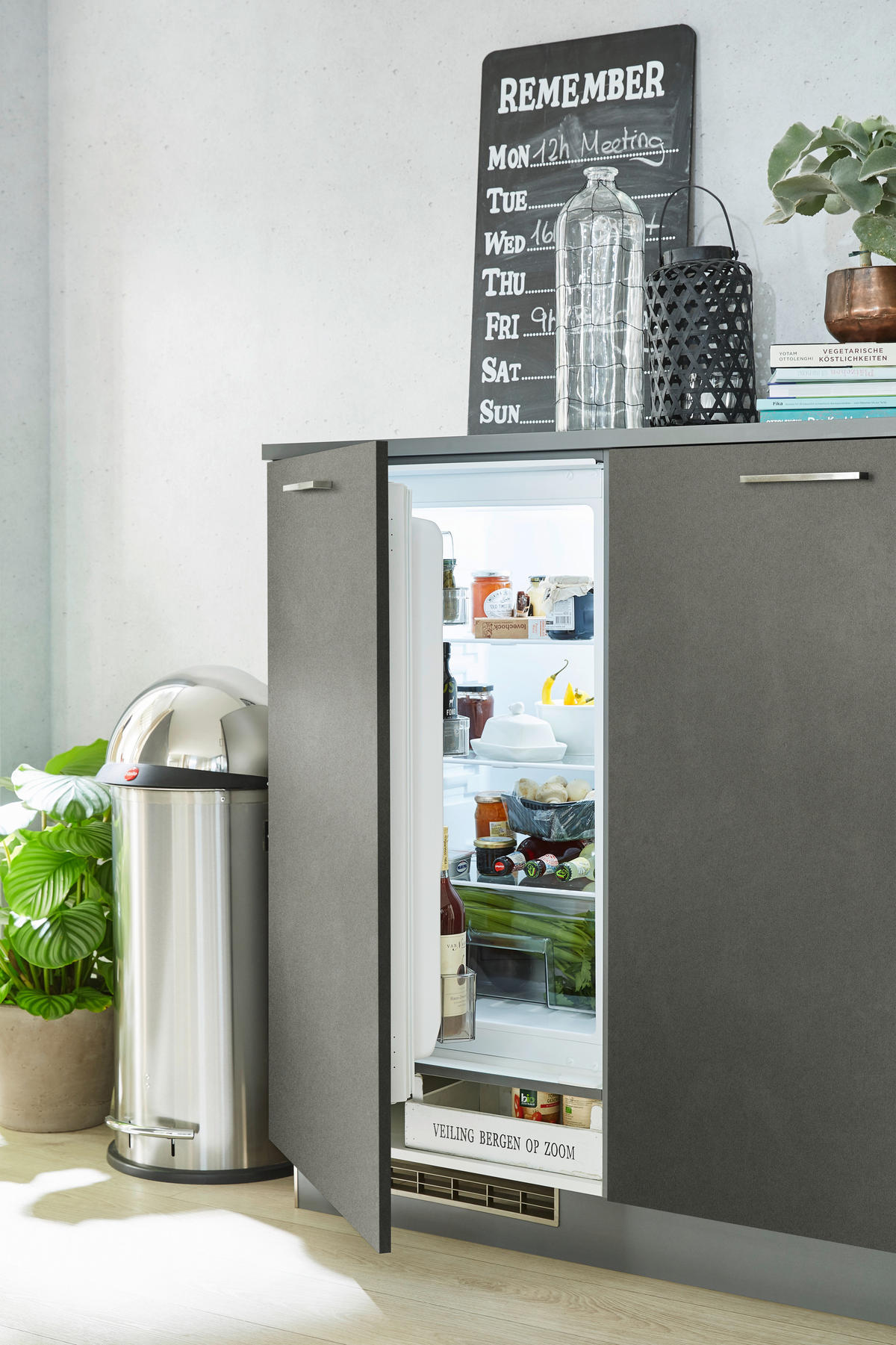 KÜCHENLEERBLOCK   in Anthrazit, Dunkelgrau  - Edelstahlfarben/Dunkelgrau, Design, Holzwerkstoff/Metall (295/120cm) - Welnova