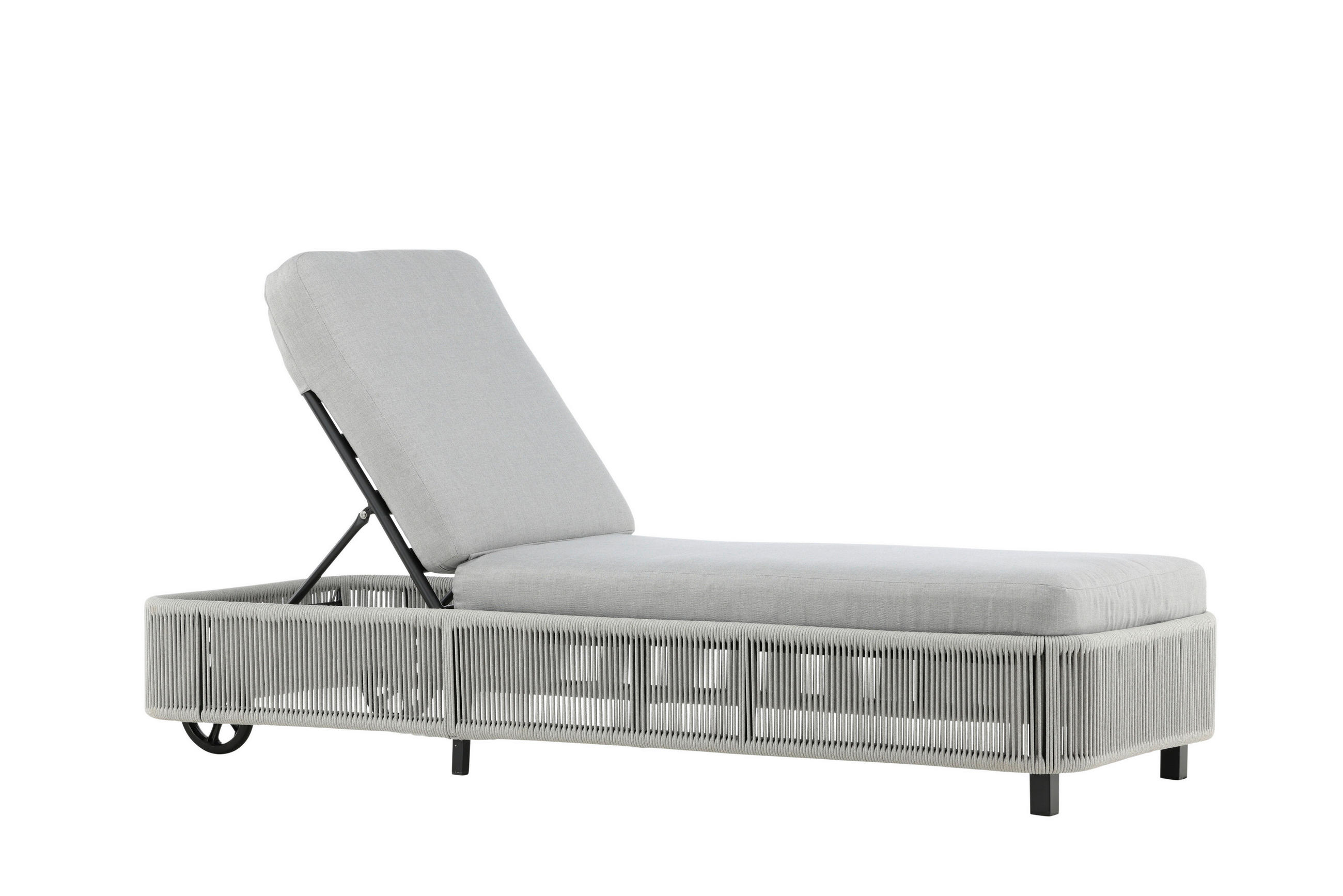 SONNENLIEGE 75/32/205 cm  - Schwarz/Grau, KONVENTIONELL, Textil/Metall (75/32/205cm) - Gardenson
