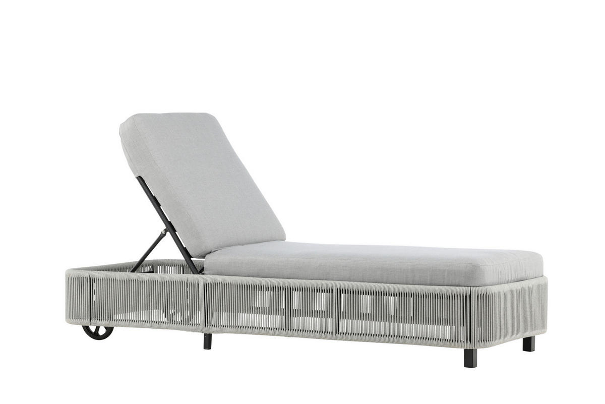 SONNENLIEGE 75/32/205 cm  - Schwarz/Grau, KONVENTIONELL, Textil/Metall (75/32/205cm) - Gardenson