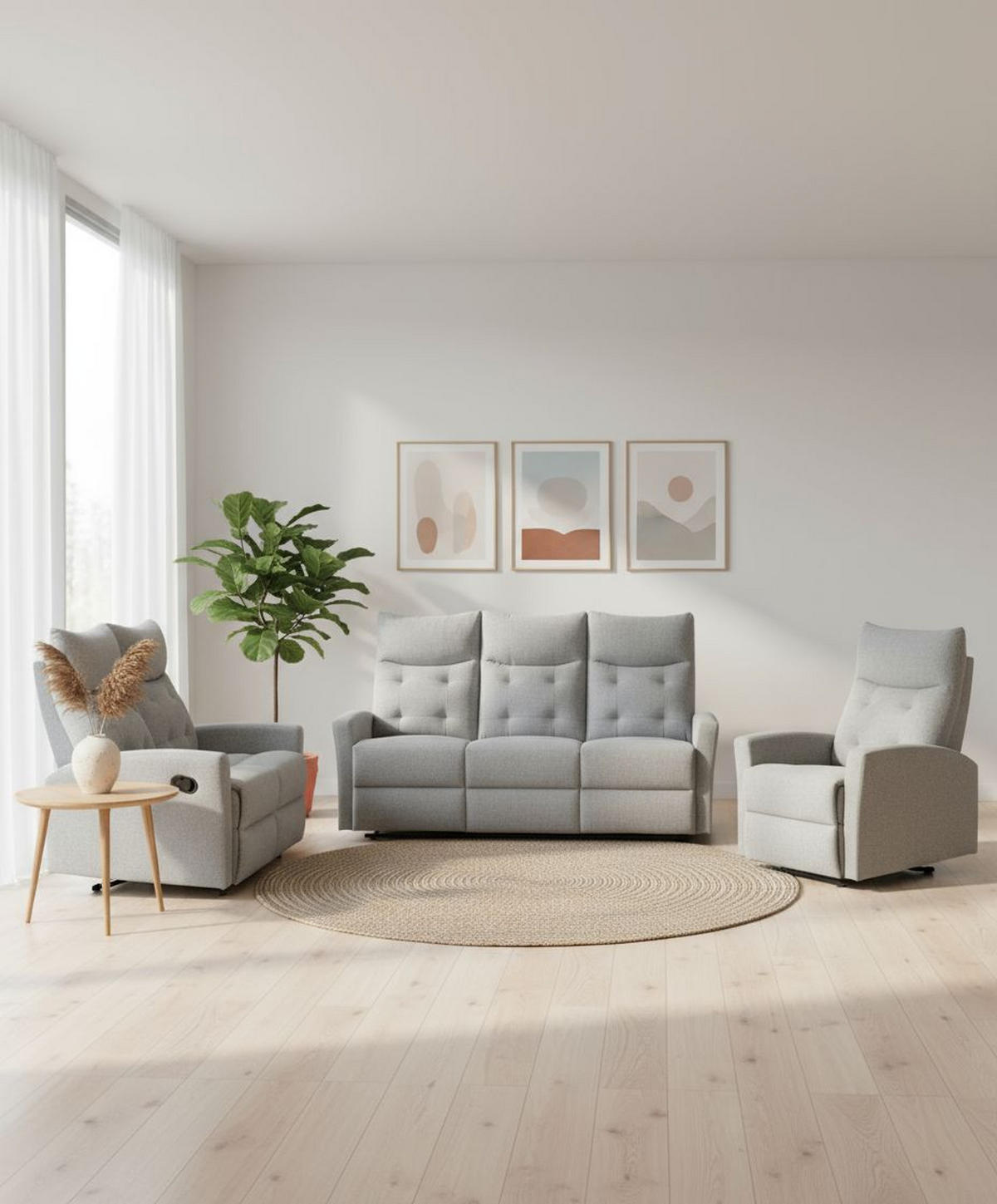 SITZGARNITUR Mikrofaser Grau  - Schwarz/Grau, Design, Textil/Metall - Livetastic