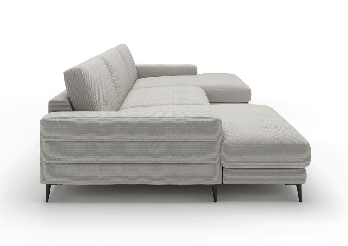 WOHNLANDSCHAFT Badia Base Weiß Feincord  - Schwarz/Weiß, Design, Textil/Metall (177/376/177cm) - Dieter Knoll
