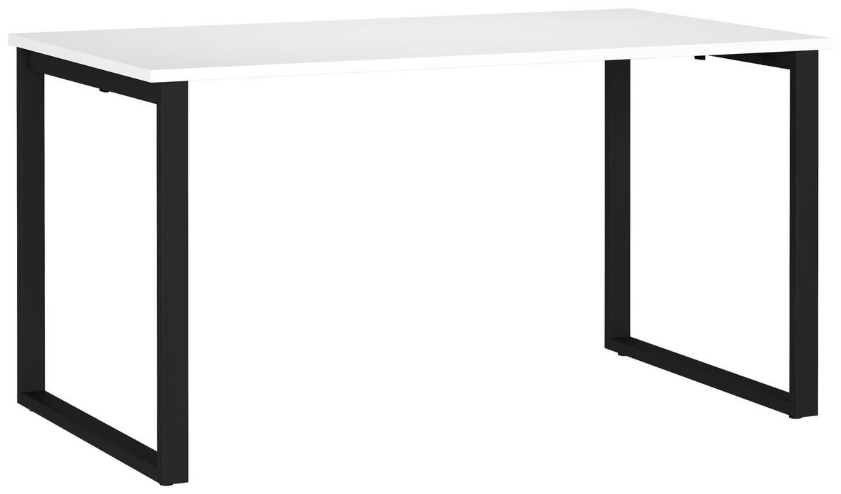 SCHREIBTISCH 140/80/75 cm Schwarz, Weiß in verschiedenen Holz-Dekoren erhältlich, justierbare Füße  - Schwarz/Weiß, MODERN, Holzwerkstoff/Metall (140/80/75cm) - Novel