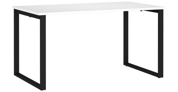 SCHREIBTISCH 140/80/75 cm Schwarz, Weiß in verschiedenen Holz-Dekoren erhältlich, justierbare Füße  - Schwarz/Weiß, MODERN, Holzwerkstoff/Metall (140/80/75cm) - Novel
