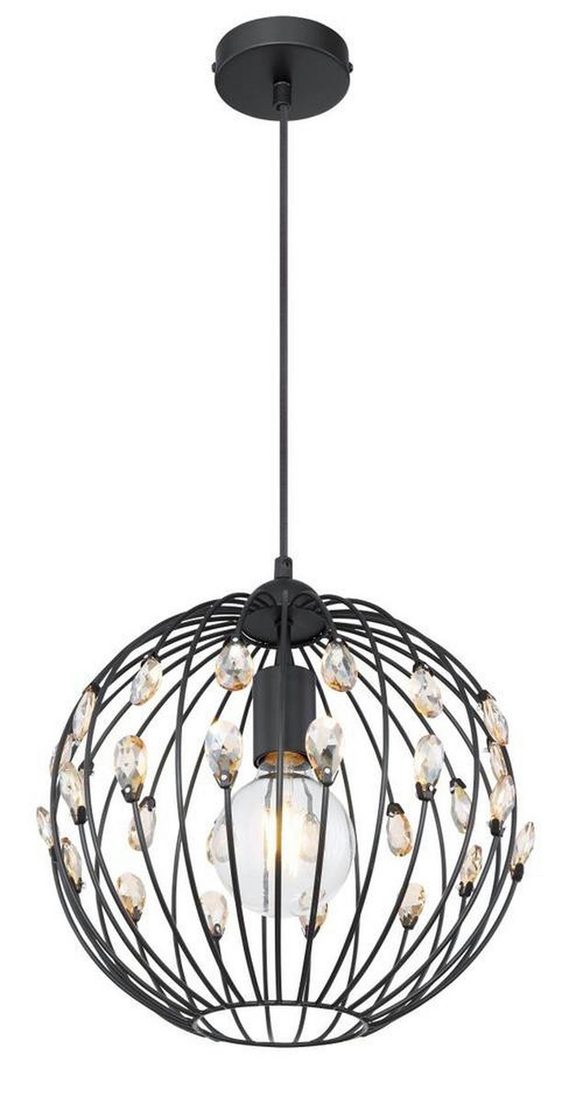 ZÁVĚSNÉ SVÍTIDLO, 30/120 cm  - černá, Basics, kov/sklo (30/120cm) - Globo