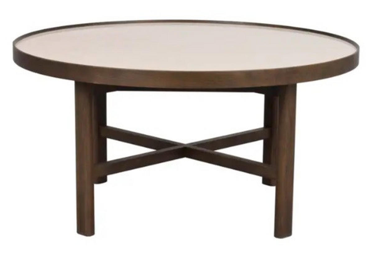 SOFFBORD i trä, keramik 90/45 cm  - beige/mörkbrun, Klassisk, trä/keramik (90/45cm) - Rowico