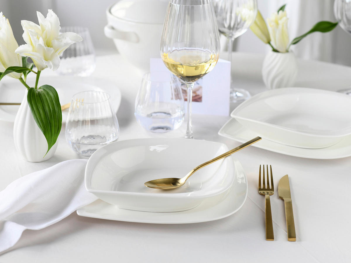 KOMBINOVANÁ SOUPRAVA, 30dílné, porcelán - bílá, keramika - Creatable