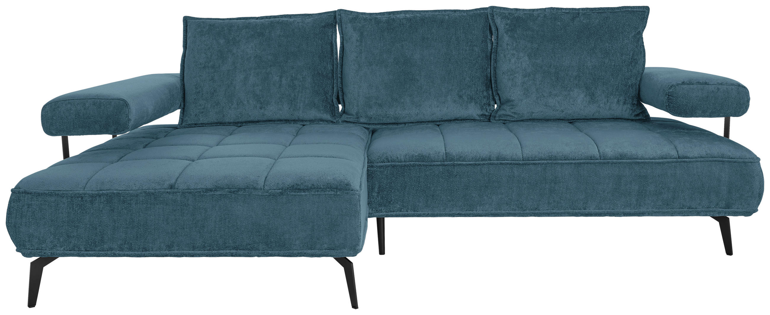 ECKSOFA Blau Webstoff  - Blau/Schwarz, Design, Textil/Metall (180/266cm) - Welnova