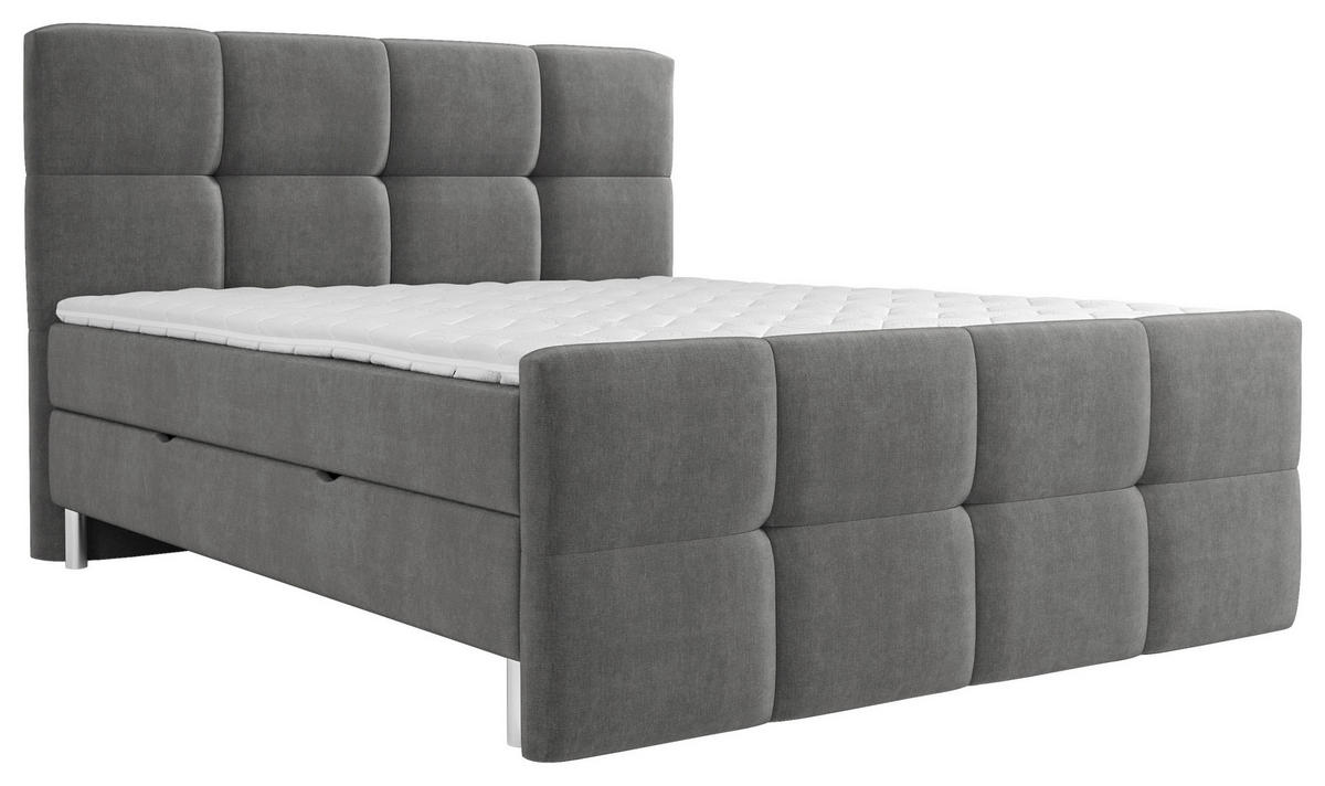 BOXBETT 180/200 cm  in Grau  - Chromfarben/Grau, Design, Holz/Holzwerkstoff (180/200cm) - Esposa