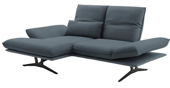 ECKSOFA in Echtleder Blau 130/210 cm - Blau/Gelb, Design, Leder/Metall (130/210cm) - Dieter Knoll