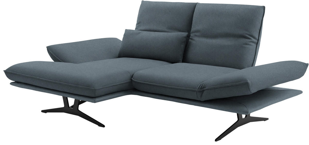 ECKSOFA in Echtleder Blau  - Blau/Gelb, Design, Leder/Metall (130/210cm) - Dieter Knoll