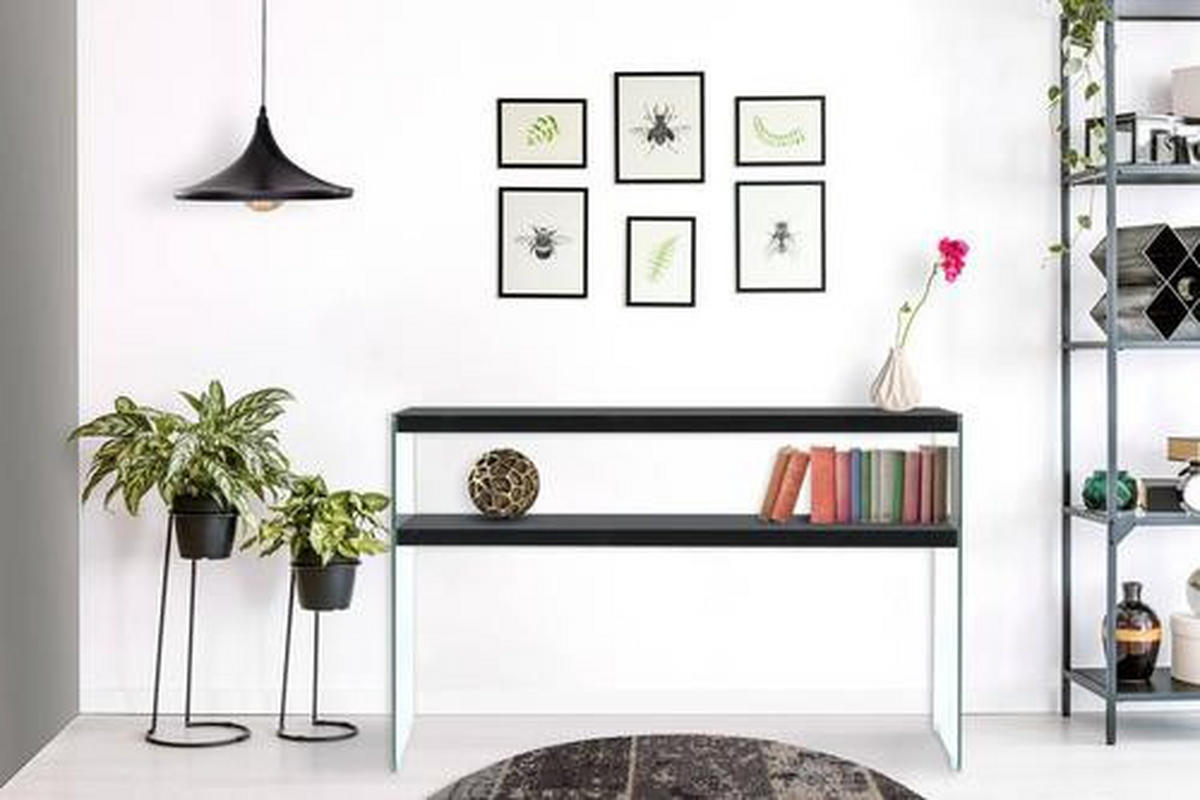 BEISTELLTISCH in Glas, Holzwerkstoff 32/110/75 cm  - Klar/Schwarz, Basics, Glas/Holzwerkstoff (32/110/75cm) - Kayoom