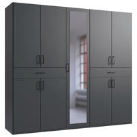 DREHTÜRENSCHRANK 225/208/58 cm,  in Graphitfarben, 9-türig  - Schwarz/Graphitfarben, KONVENTIONELL, Glas/Holzwerkstoff (225/208/58cm) - Boxxx