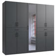 DREHTÜRENSCHRANK  in Graphitfarben  - Schwarz/Graphitfarben, KONVENTIONELL, Glas/Holzwerkstoff (225/208/58cm) - Carryhome