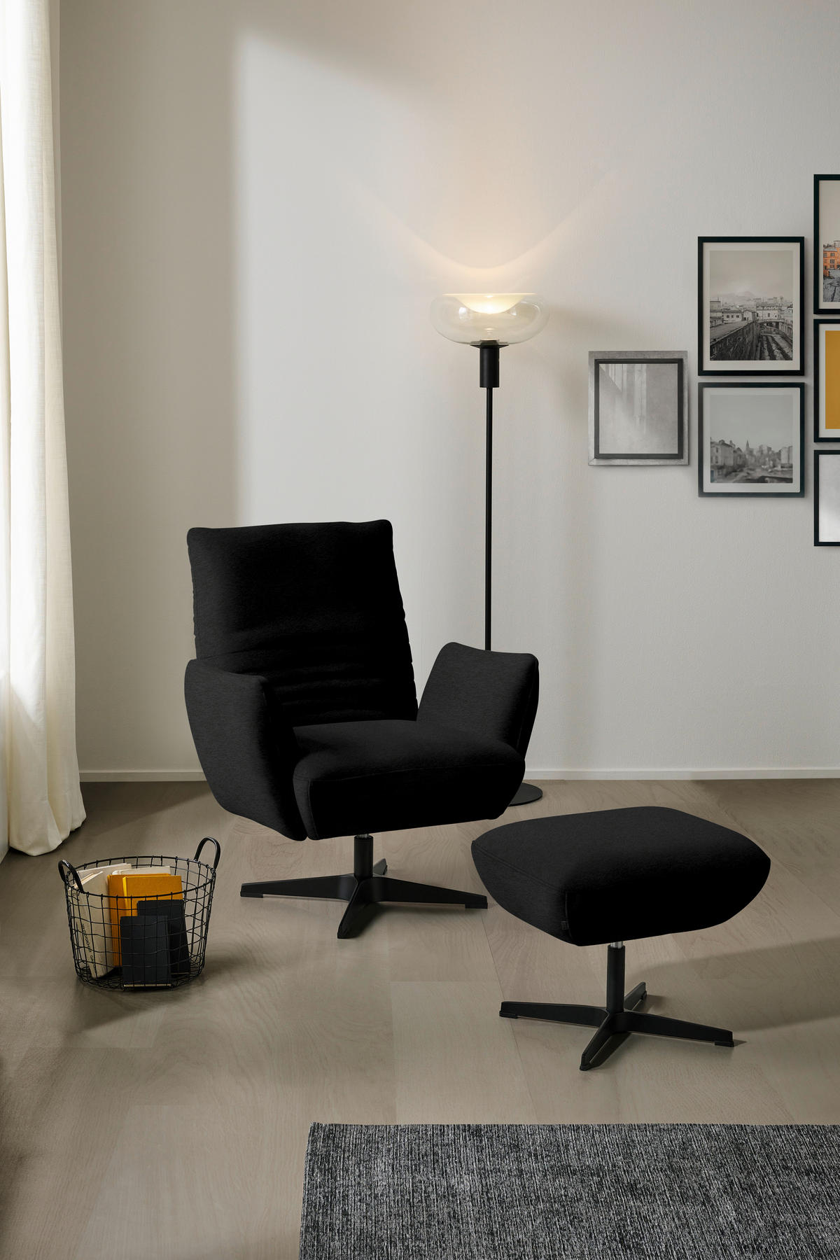 SESSEL in Teddystoff Schwarz  - Schwarz, Design, Textil/Metall (60/94/86cm) - Dieter Knoll