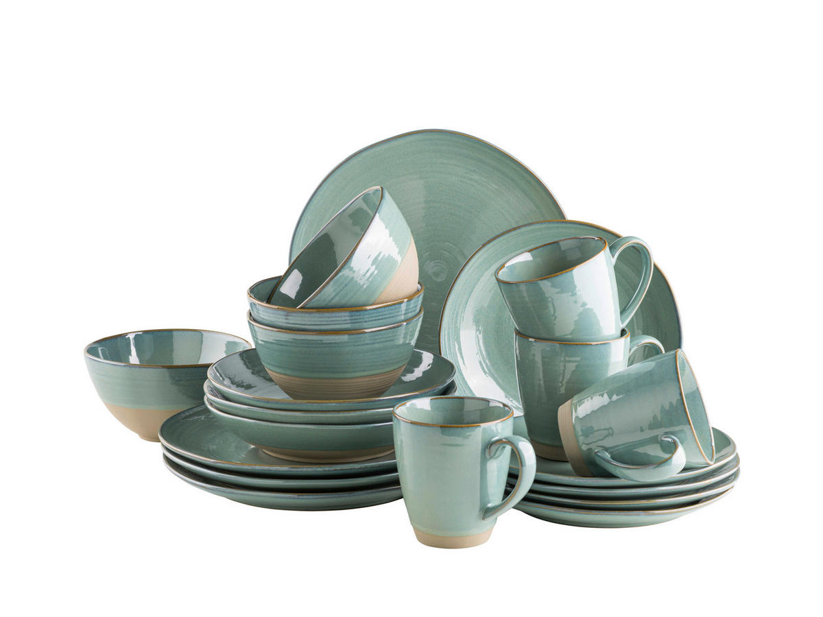 KOMBISERVICE Grün, Türkis Nottingham 20-teilig 4 Personen  - Türkis/Grün, Basics, Keramik - Mäser