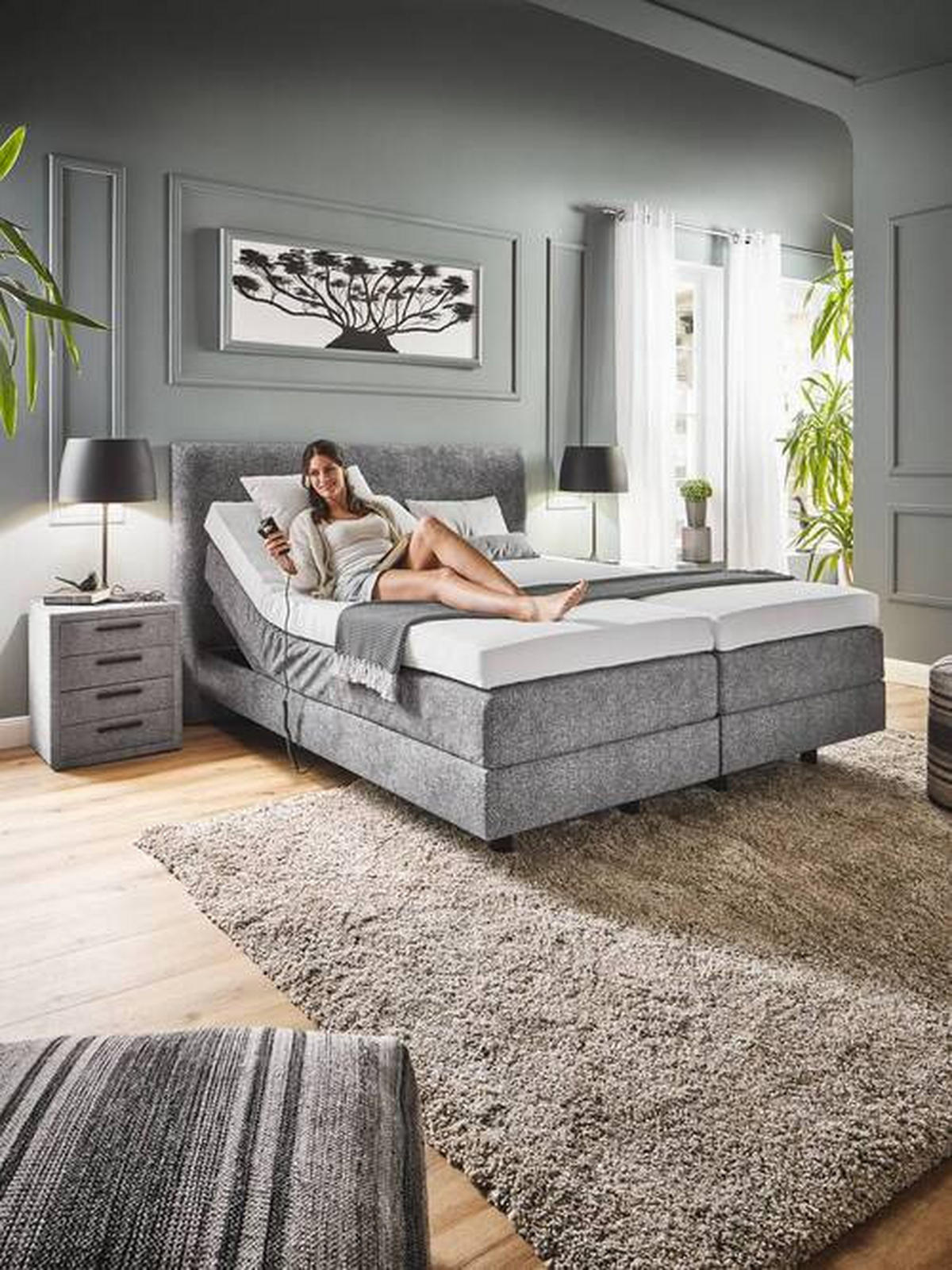 BOXSPRINGBETT 160/200 cm  in Grau  - Grau, KONVENTIONELL, Holz/Textil (160/200cm) - Dieter Knoll