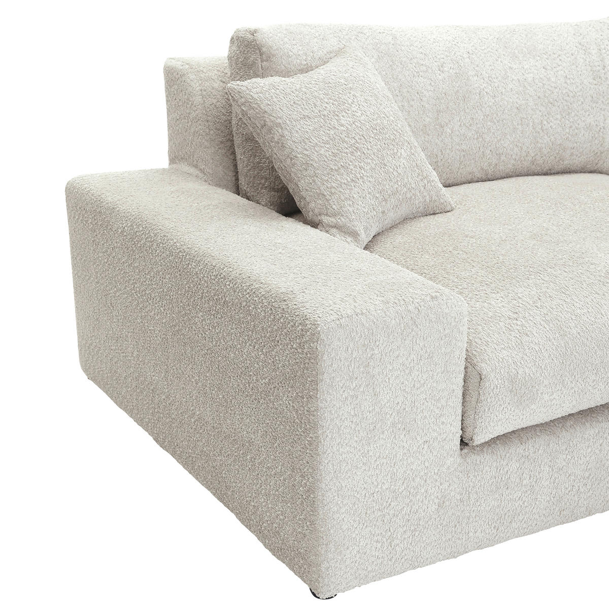 BIGSOFA Struktur, Bouclé Beige  - Greige/Beige, MODERN, Kunststoff/Textil (240/76/125cm) - Landscape