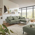 ECKSOFA  in Flachgewebe Salbeigrün Armteilverstellung, Relaxfunktion, Drehsitzfunktion  255-365/175-224 cm  - Salbeigrün/Schwarz, Design, Textil/Metall (255-365/175-224cm) - Dieter Knoll