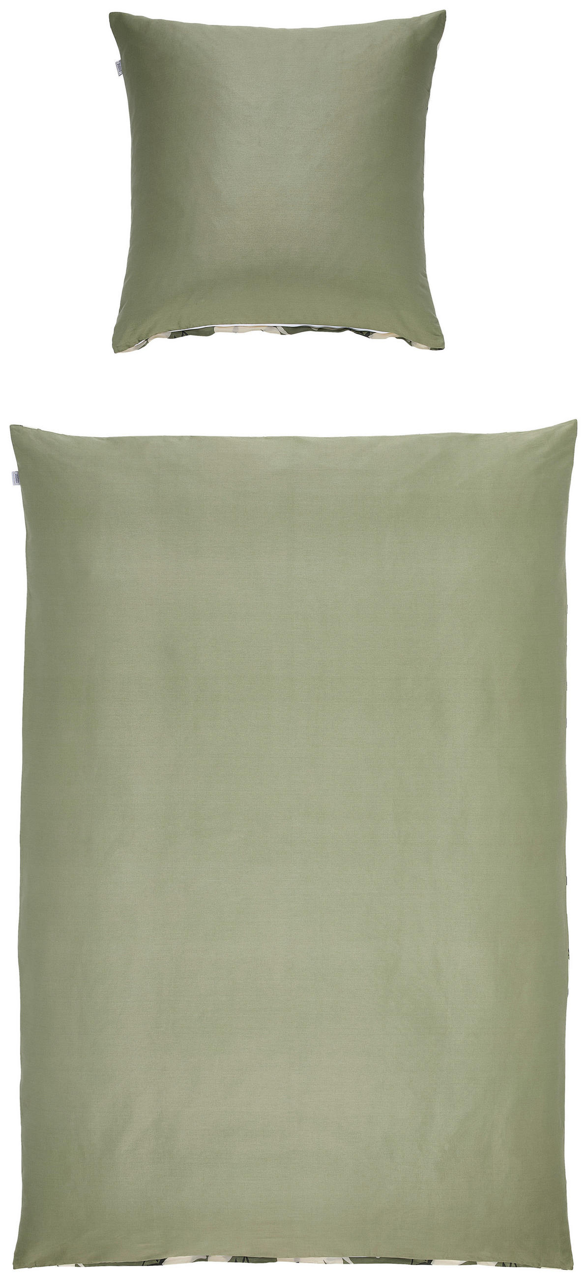 WENDEBETTWÄSCHE Schöner Wohnen - Fleur khaki Satin 135/200 cm  - Khaki/Grün, Design, Textil (135/200cm) - Schöner Wohnen