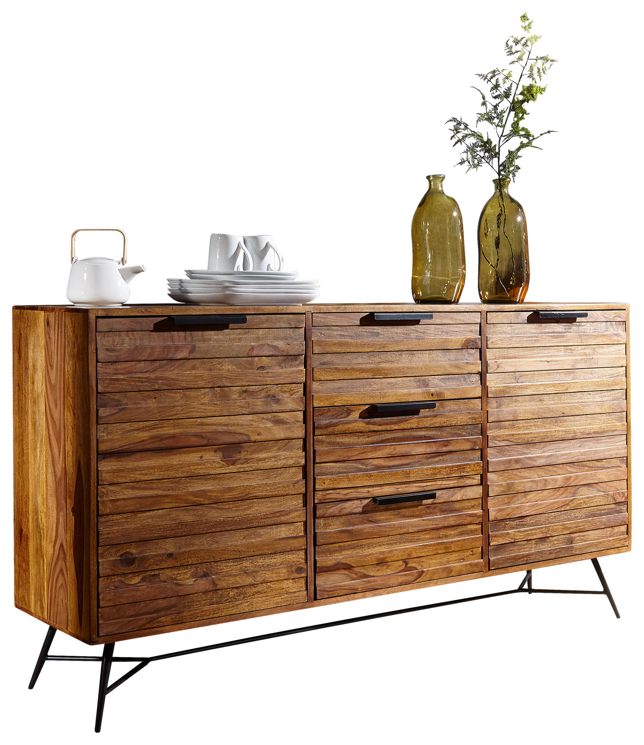 SIDEBOARD 160/88/40 cm  in Sheeshamfarben  - Sheeshamfarben/Schwarz, Design, Holz/Metall (160/88/40cm) - MID.YOU