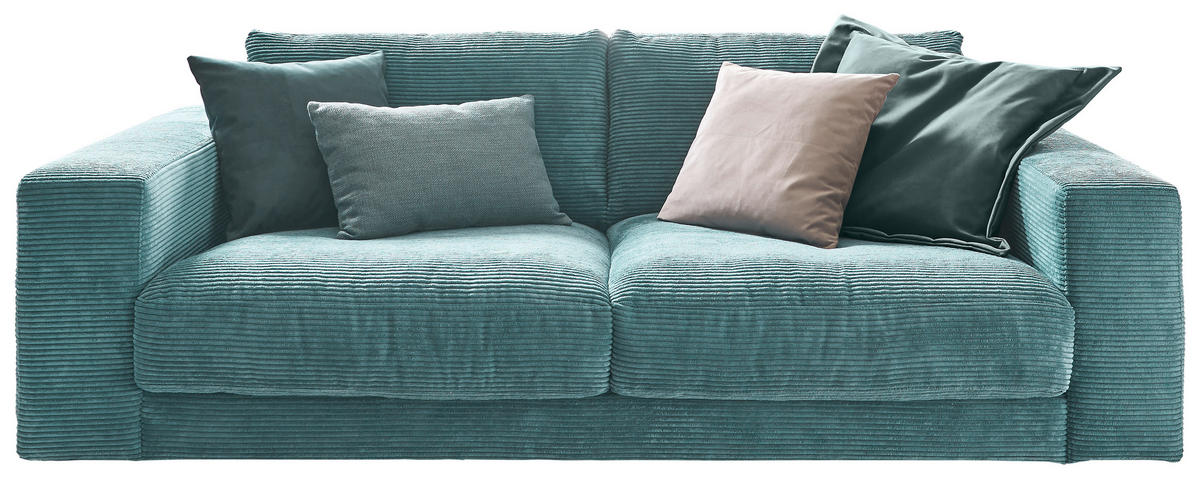 2-SITZER-SOFA Cord Petrol  - Petrol/Schwarz, Design, Kunststoff/Textil (230/85/127cm) - Hom`in