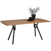 ESSTISCH 180/100/76 cm Echtholz  Holz Freiform Schwarz, Eichefarben  - Eichefarben/Schwarz, Design, Holz/Metall (180/100/76cm) - Valnatura