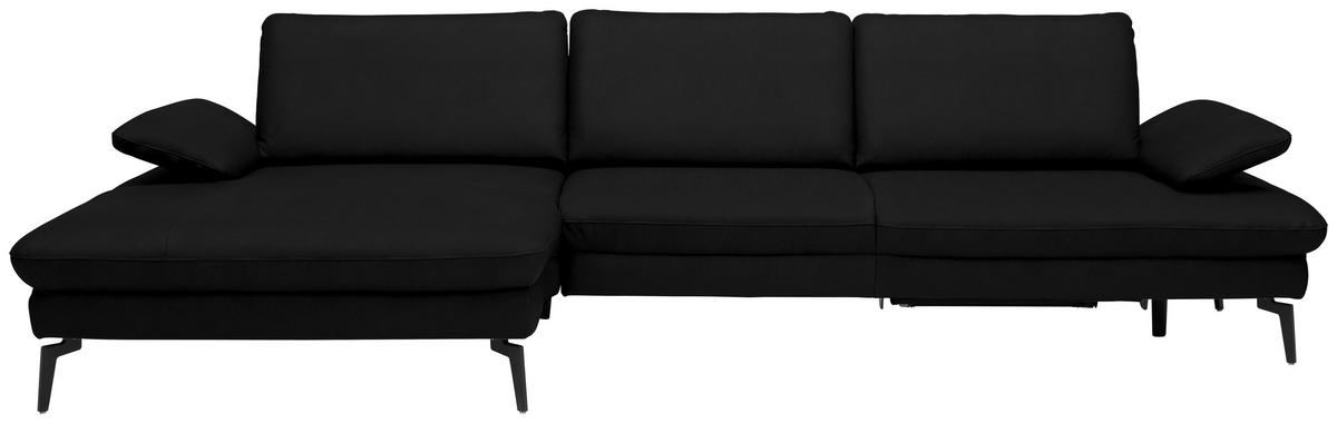 ECKSOFA Dieter Knoll in Echtleder Schwarz  157/325 cm  - Schwarz, Design, Leder/Metall (157/325cm) - Dieter Knoll