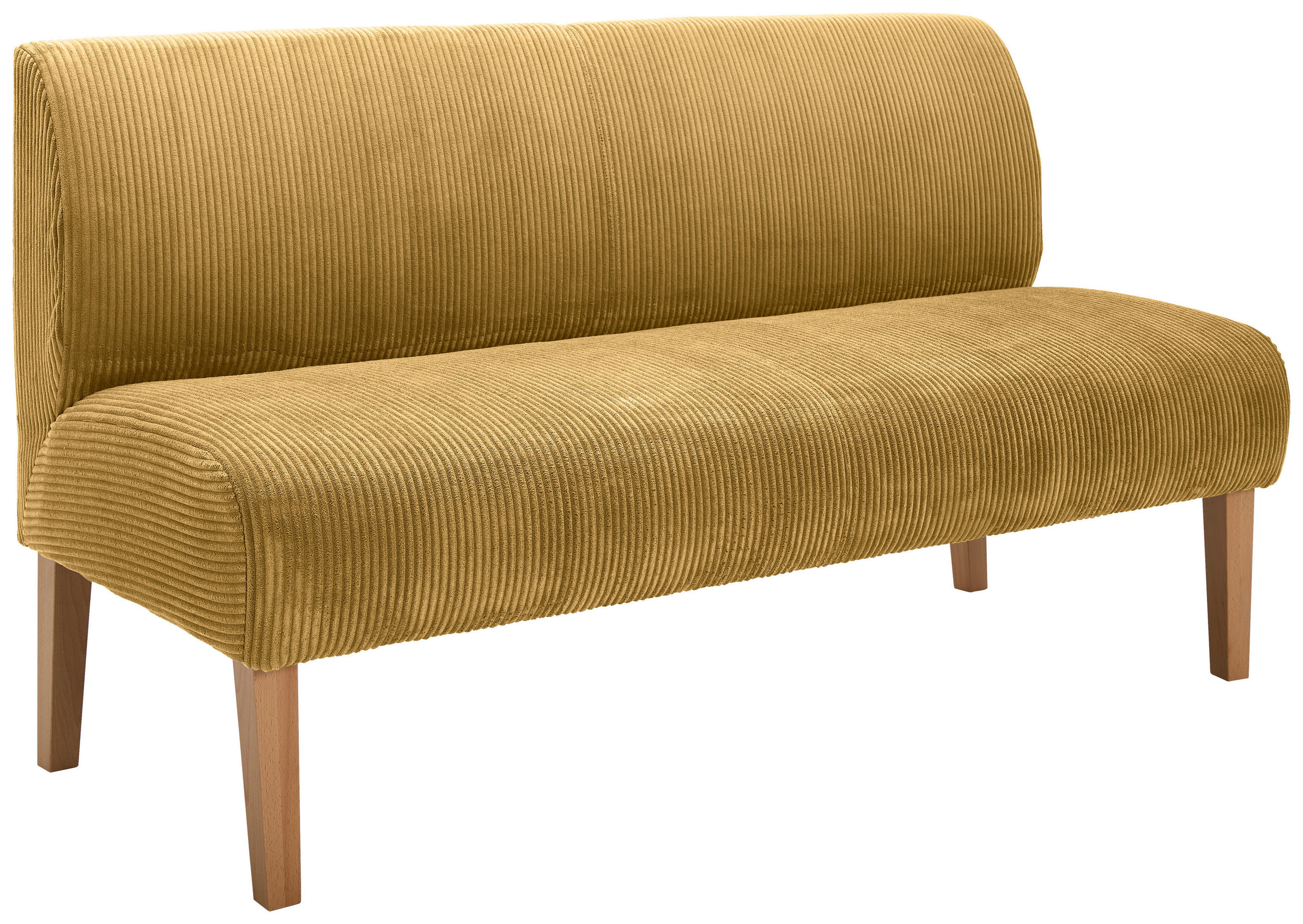 SITZBANK 163/88/75 cm Cord Currygelb Buche massiv  - Currygelb/Buchefarben, KONVENTIONELL, Holz/Textil (163/88/75cm) - home24