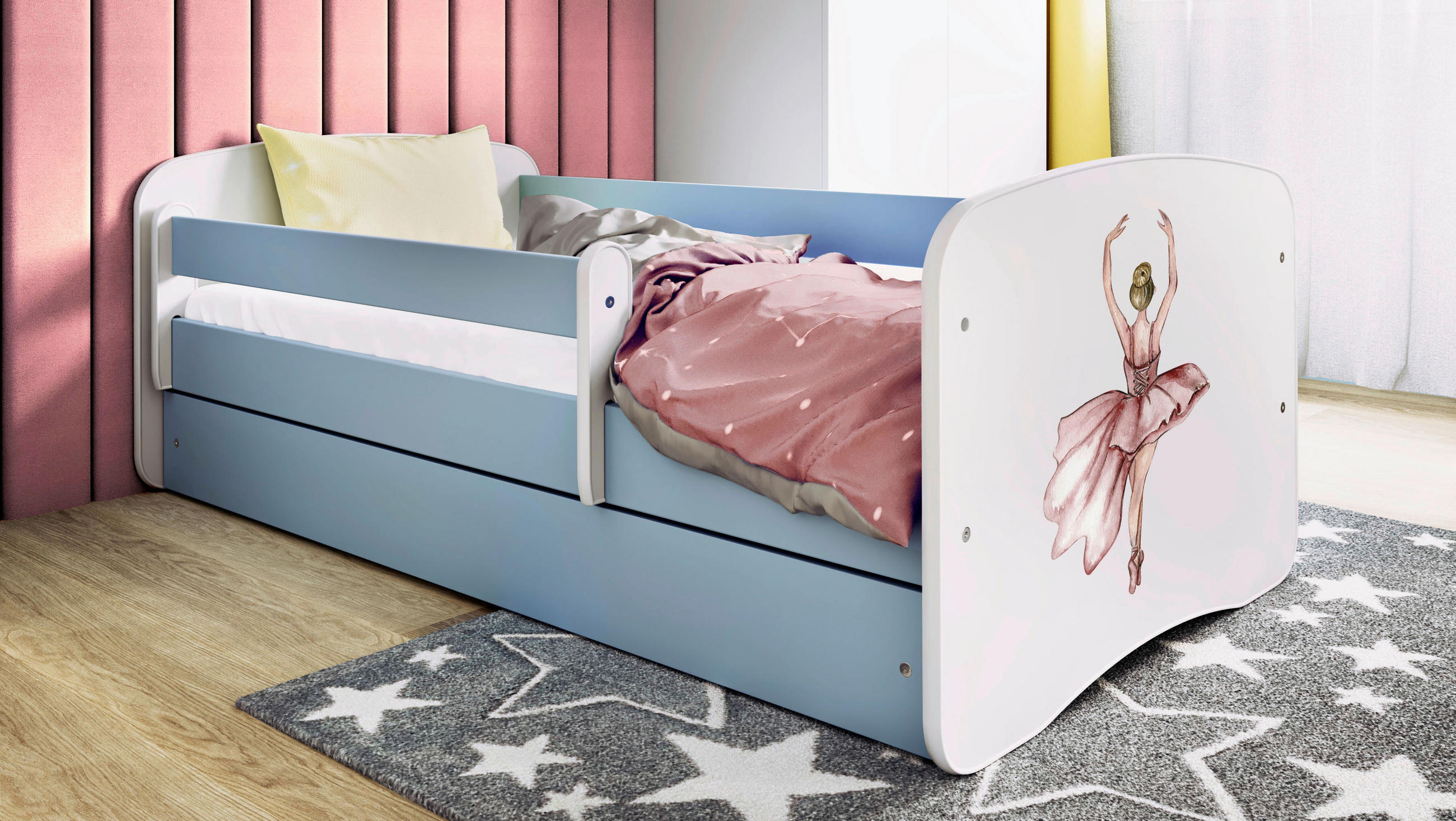 KINDER-/JUNIORBETT 80/160 cm  in Blau, Weiß  - Blau/Birkefarben, MODERN, Holz/Holzwerkstoff (80/160cm) - MID.YOU